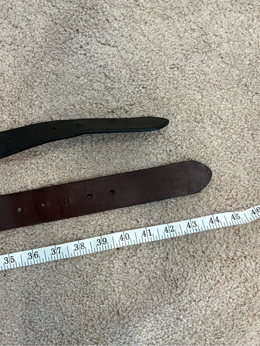 Two Leather Belts - Black and Dark Brown